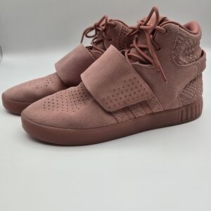 Adidas Tubular Invader Strap High Top Sneakers Shoes Coral Pink Mens Size 7